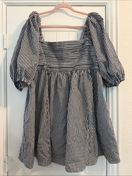 Abercrombie & Fitch Dresses & Skirts - Abercrombie & Fitch Black & White Gingham Puffed Sleeve Mini Dress NWT, Sz XXL